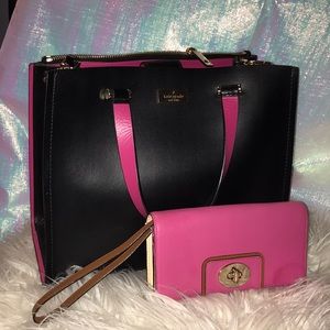 Kate Spade Arbour Hill Kyra Crossbody **FREE KATE SPADE WALLET!** Black and Pink
